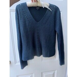 Lulus Teal Multi‎ Knit V- Neck Sweater SKU 3